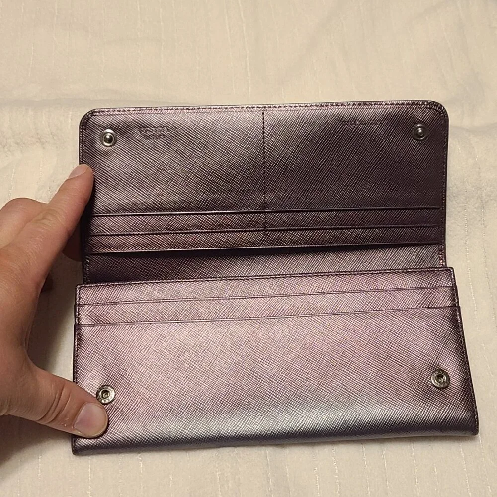 Prada Metalica Purple Long Wallet